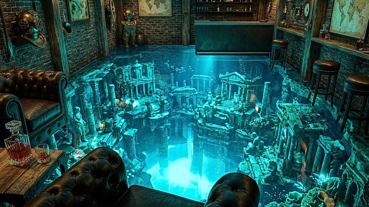 Top 8 Sunken City Deep Sea Epoxy Ideas Featuring Ancient Ruins and Turquoise Glow for Man Caves