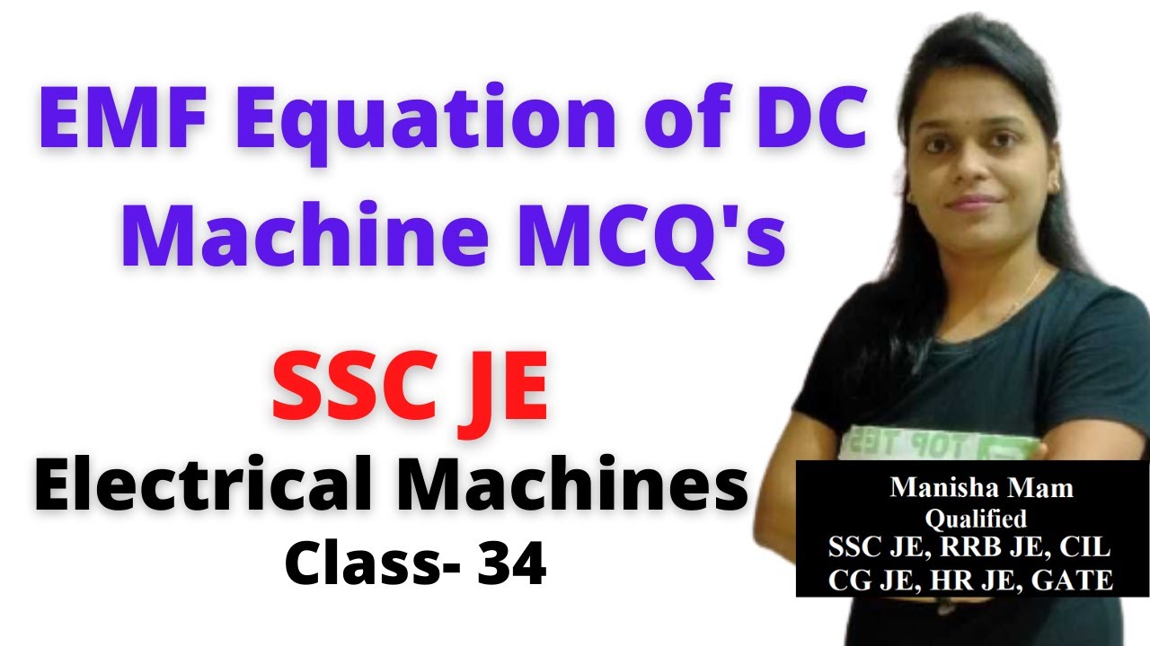EMF Equation of DC Machine MCQ's for SSC JE in Hindi, DC Machine SSC JE Classes- 8