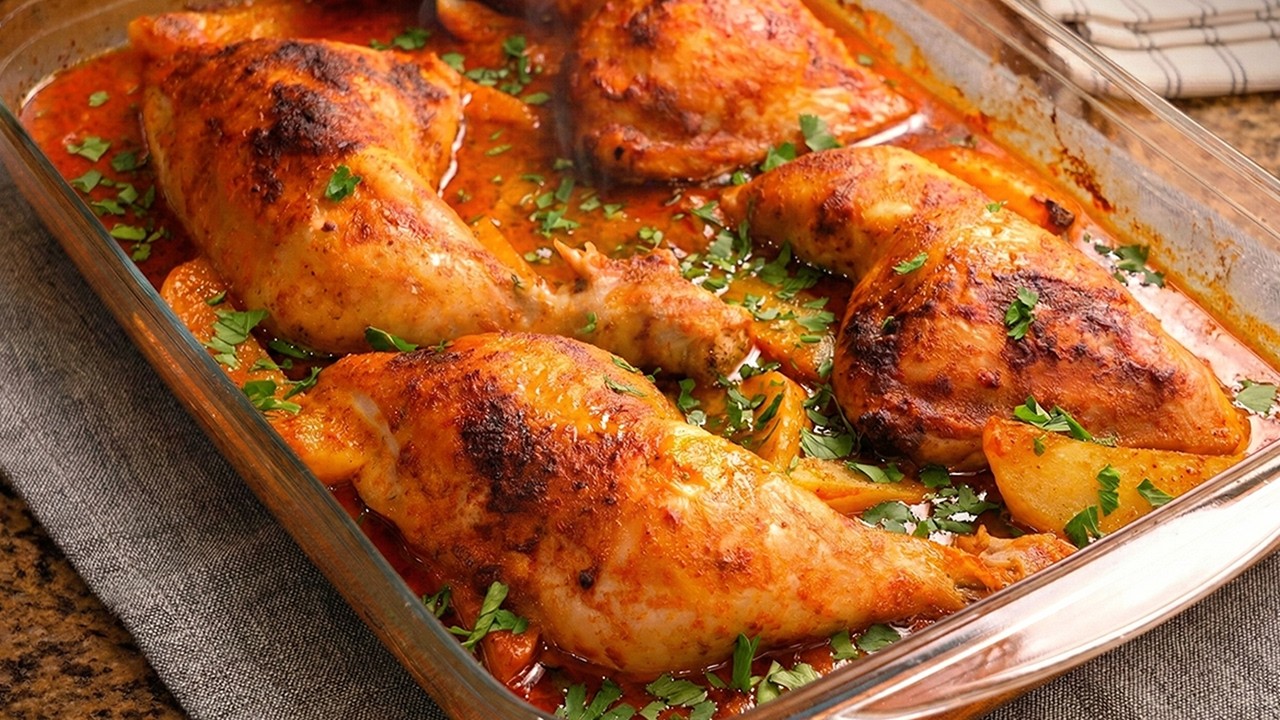 Pollo al Horno con Patatas - Receta F&aacute;cil y Jugosa