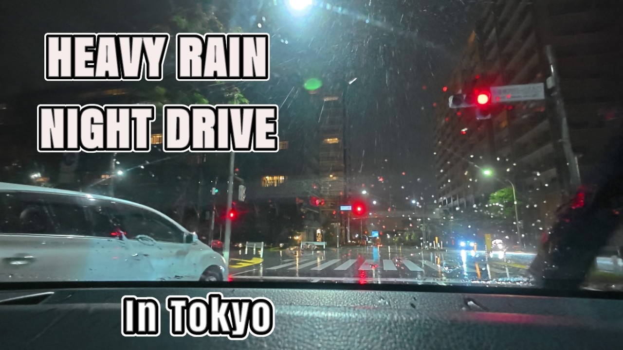 [RAW SOUND] JP KEI CAR HEAVY RAIN NIGHT DRIVE | POV