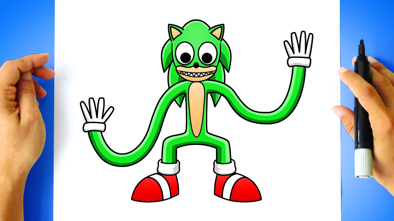 How to DRAW SONIC GREEN - RAINBOW FRIENDS - Sonic the Hedgehog