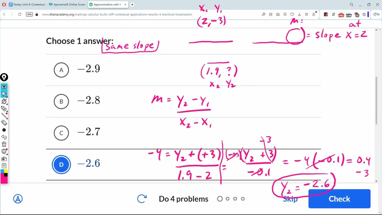 Аппроксимация с локальной линейностью: Khan Academy: AP Calculus