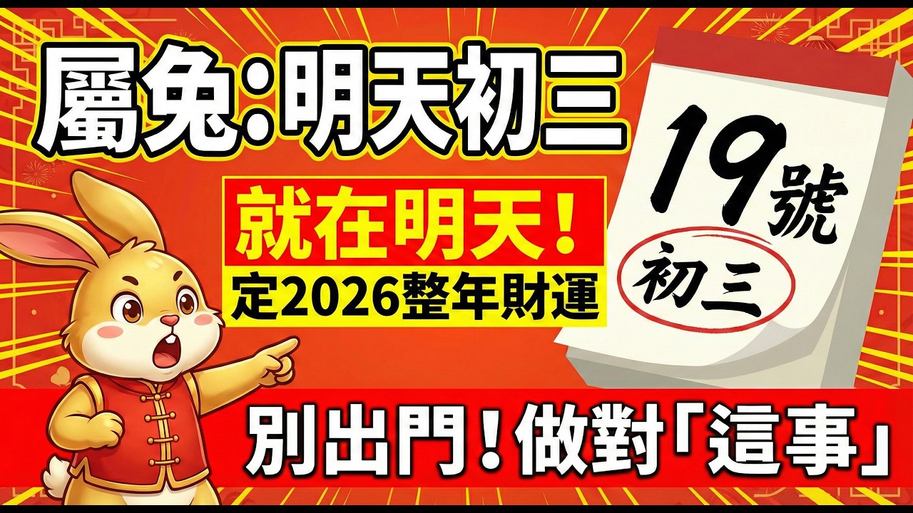 2026財運冠軍生肖兔！明天19號，大年初三「睡到飽」真的能生財？揭秘屬兔人的最強守財術！#2026屬兔財運 #大年初三 #生肖兔2026運勢 #守財方法 #丙午馬年運勢 #赤狗日 #大年初三習俗