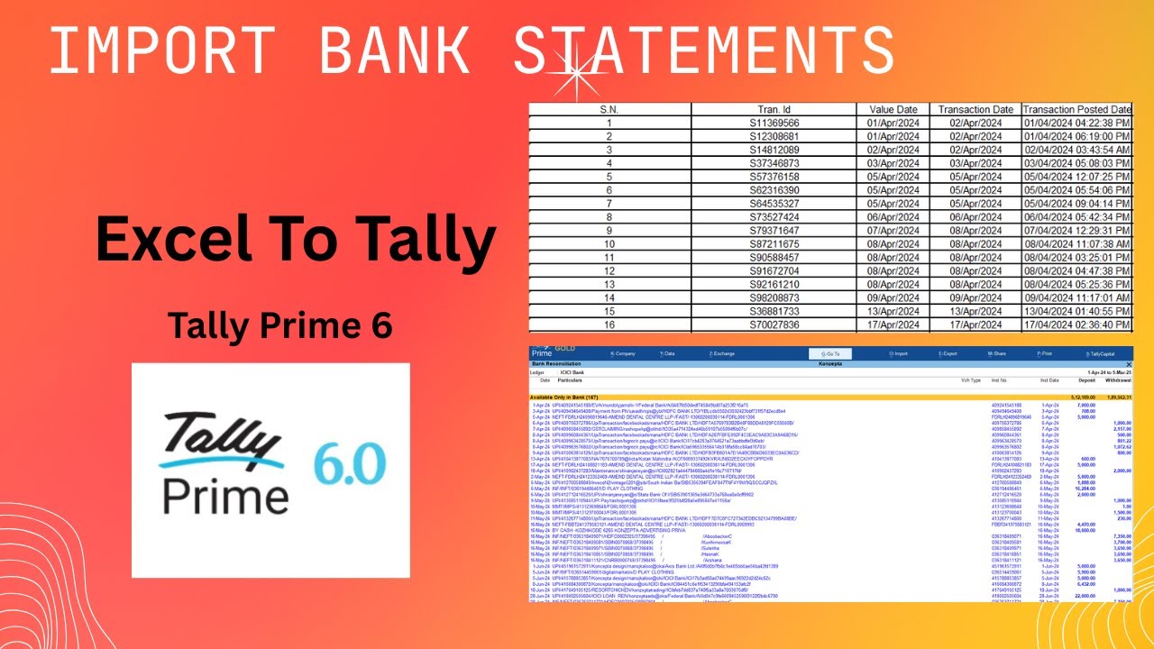 Import Bank Statements to Tally - Excel to Tally