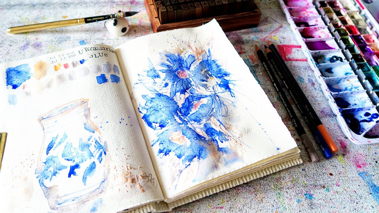 World Watercolor Month! Loose Floral - Ultramarine Blue
