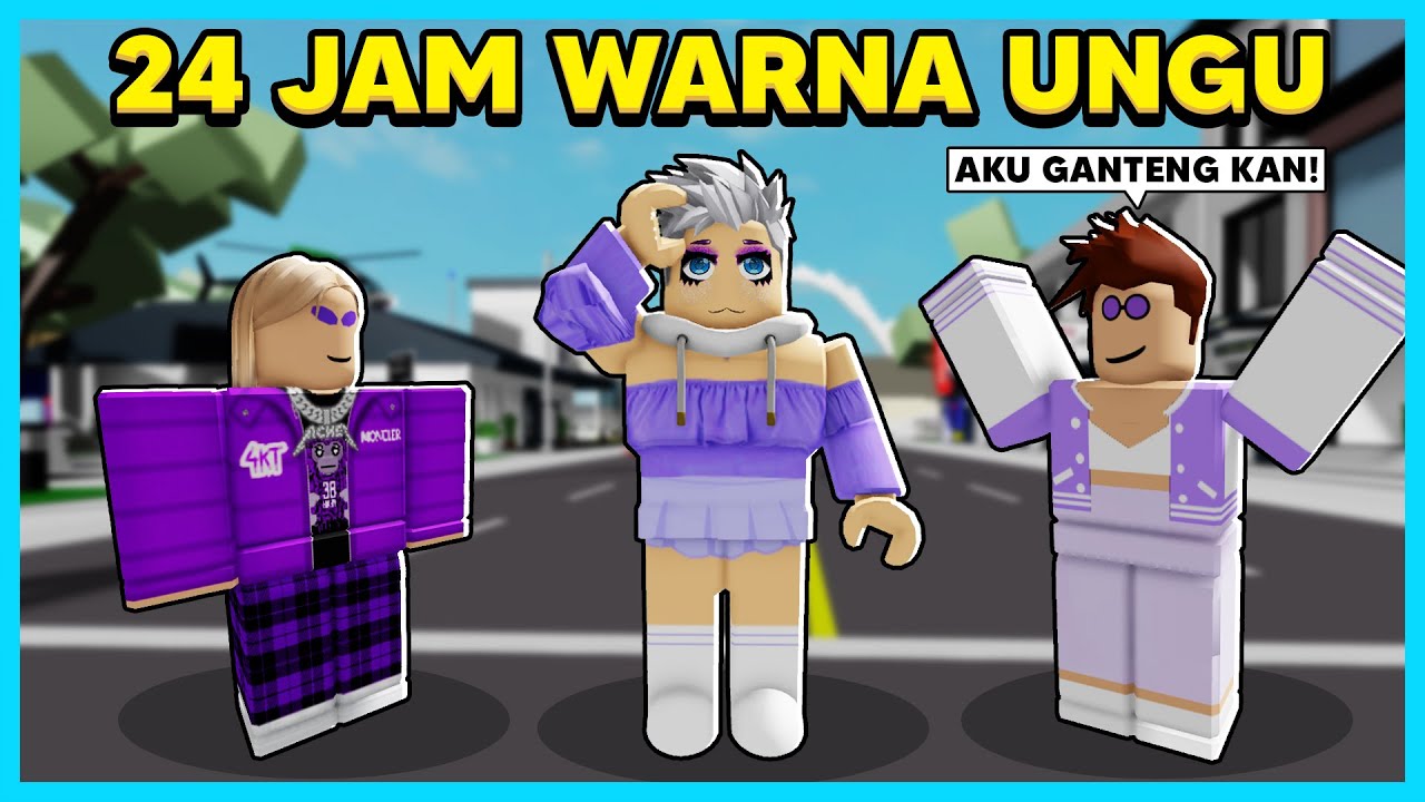 24 JAM MAKAN DAN MEMBELI SEMUA YANG BERWARNA UNGU! (Brookhaven) - Roblox