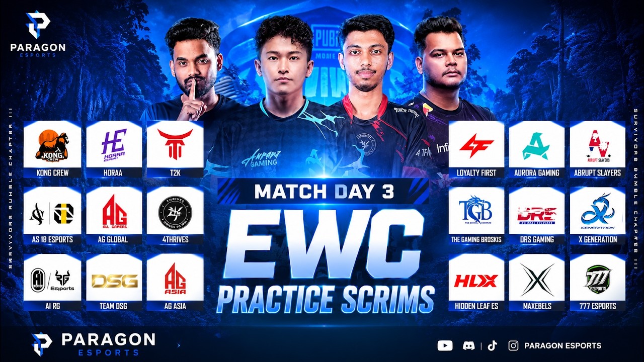 PUBGM 2026 EWC PRACTICE SCRIMS - DAY 3 - FT. #4T #DSG #KONG #HORAA #DRS #AURORA