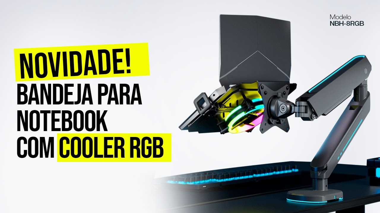 Bandeja para Notebook NBH-7SL / NBH-7BL / NBH-8RGB Com Cooler - CENTRAL SUPORTES