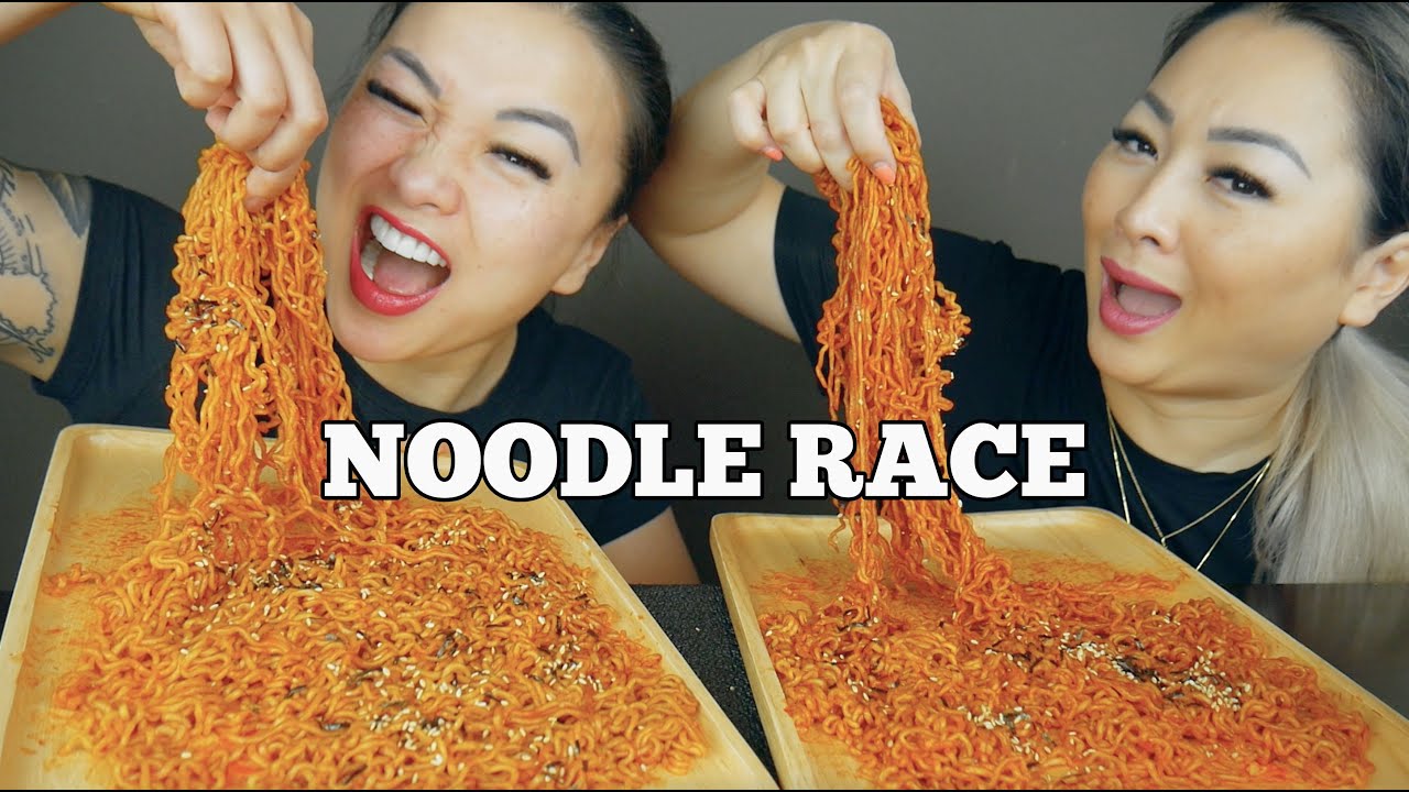 NOODLE RACE USING OUR HANDS *SISTER CHALLENGE | SASVlogs