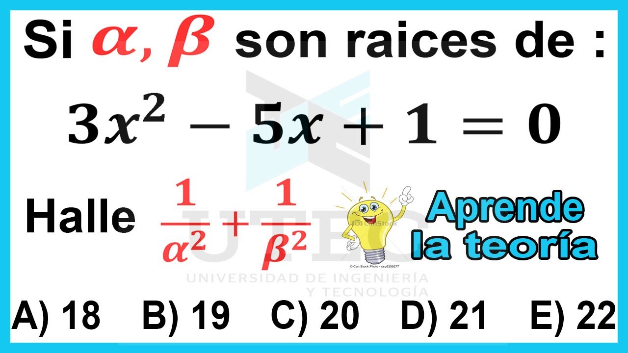 SUMA DE RAICES, PRODUCTO DE RAICES ECUACION CUADRATICA ADMISION UTEC 2014 (PROBLEMA + TEORIA)