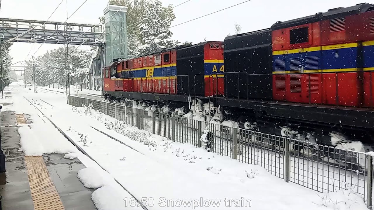 24 hours train circulation on heavy snowfall.  R.R.Station Dekeleia .