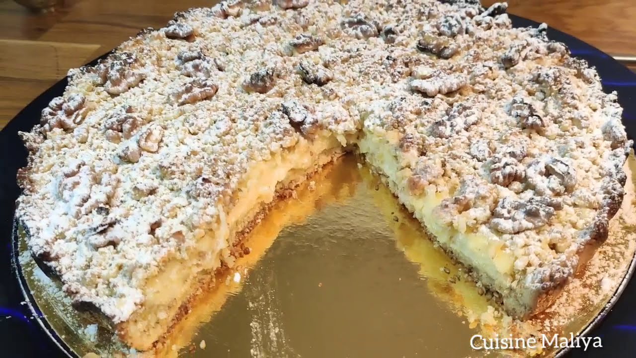 TARTE A LA CRÈME PÂTISSIÈRE  -CUISINE MALIYA-  كيكة بالكريمة سهلة