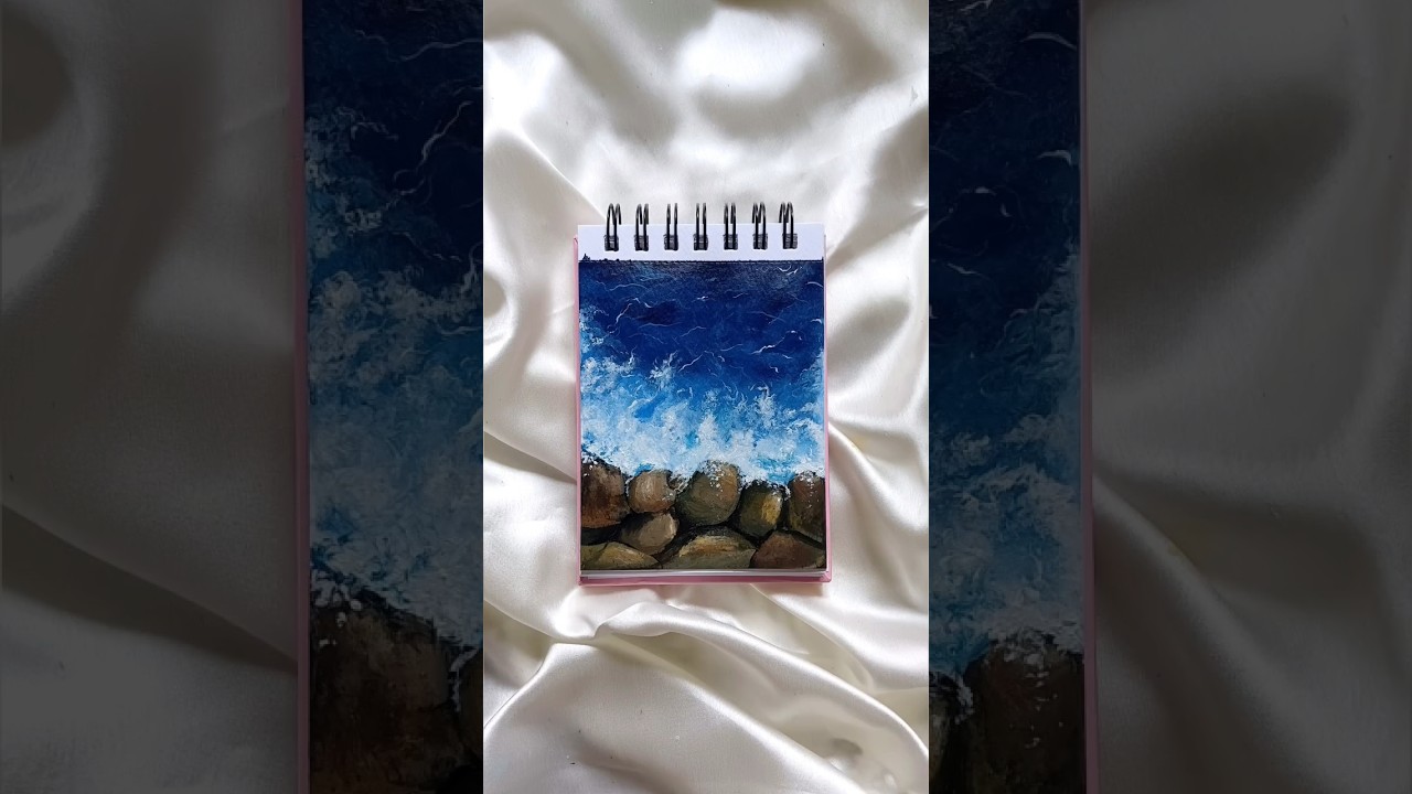ocean view🌊 || easy way to paint a sea beach|| ocean waves painting for beginners #shorts #ytshorts