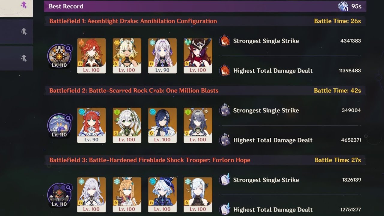 【原神】Ver.Luna Ⅰ 幽境の激戦 アルティメット ソロ 95秒クリア / Ver.Luna Ⅰ Stygian Onslaught  Solo Total 95s Clear