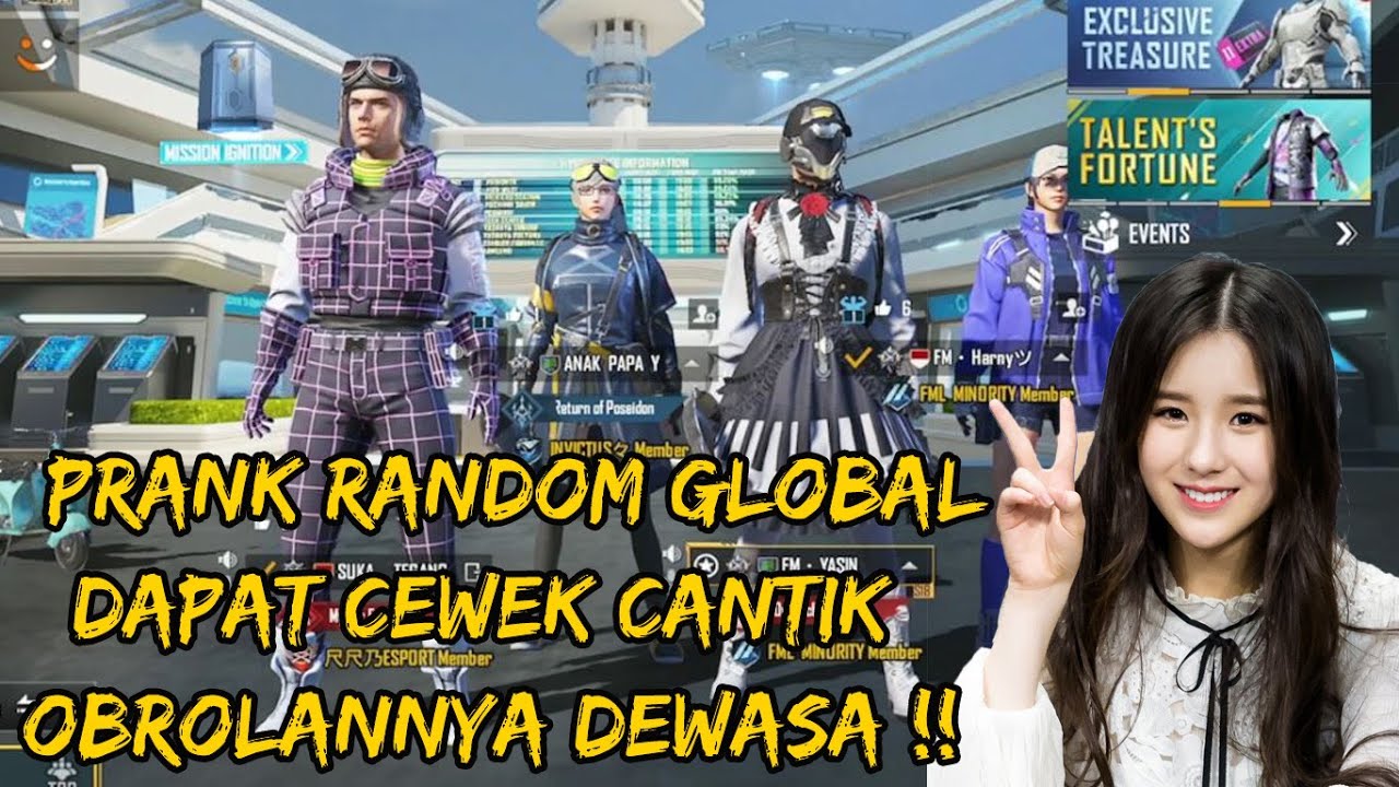 PRANK RANDOM GLOBAL DAPAT CEWEK CANTIK , OBROLANNYA DEWASA JADI GAGAL FOKUS !! - PUBG MOBILE