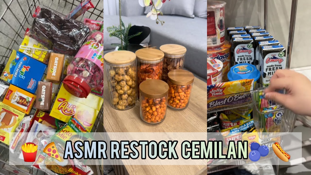 ASMR Restock and Refil Isi Kulkas🌭🍕 part 127🫐