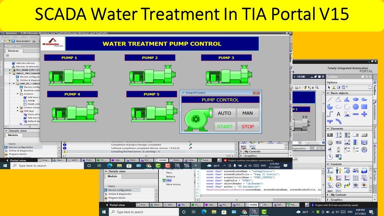SCADA Water Treatment In TIA Portal V15 | WinCC RT Siemens PLC