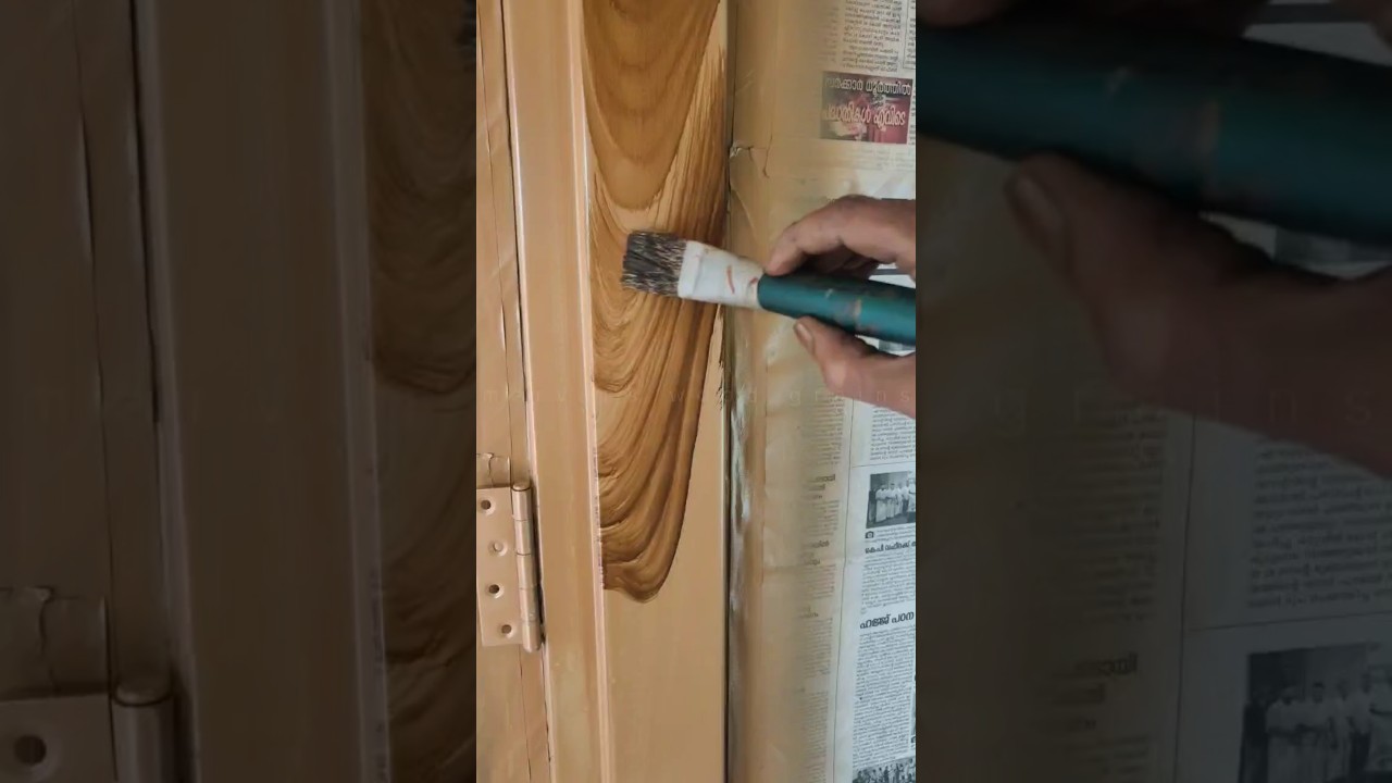 teak graining in door frame #woodgrains #teakwood #asianpaints #wood grainart
