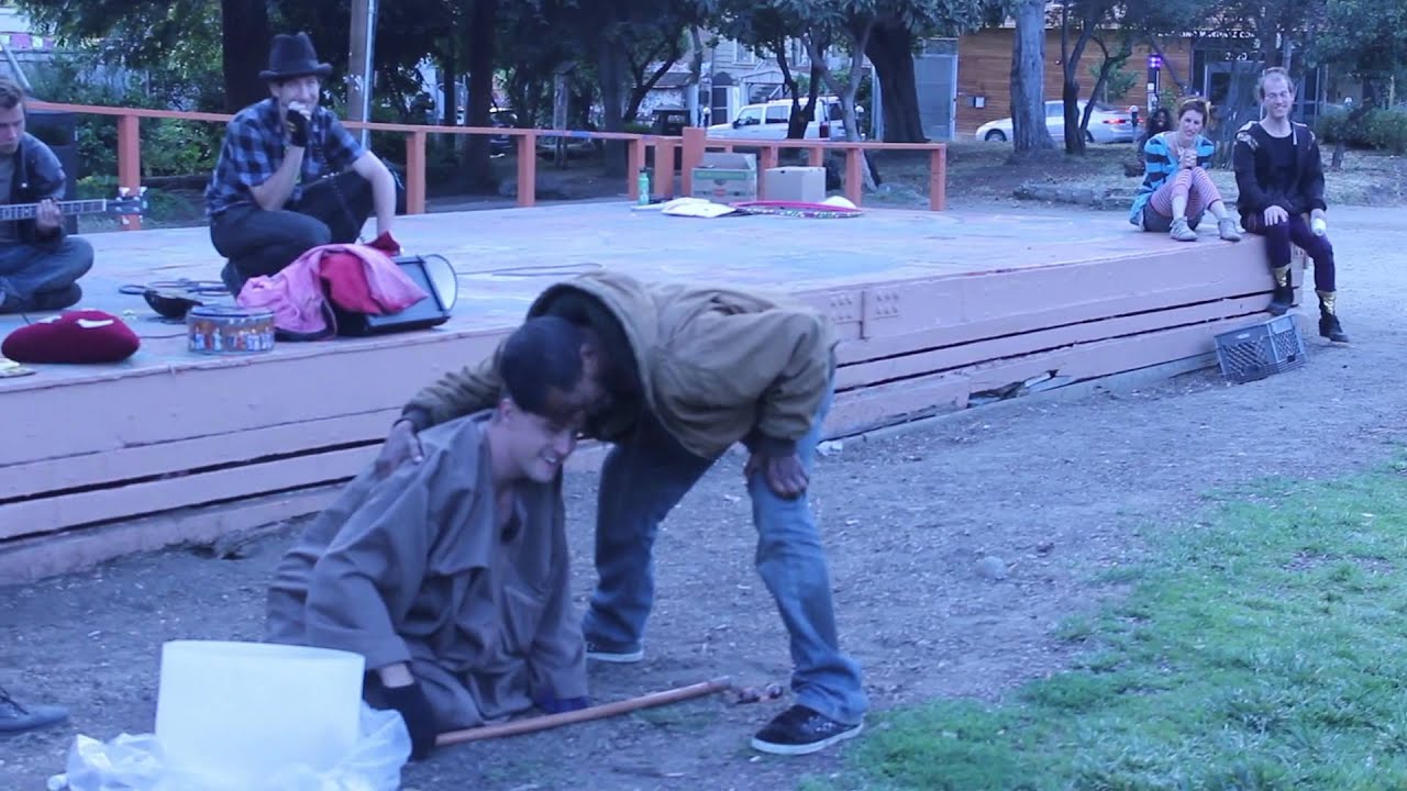 Special Head Levitates for homeless people at the park.