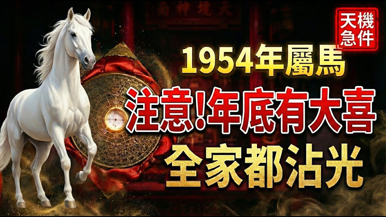 1954年屬馬人，你其實是「天命駿馬」！年底前家裡會發生一件「大喜事」，全家跟著沾光！你知道嗎？#1954年屬馬 #屬馬運勢 #生肖馬 #生肖馬運勢 #2026本命年 #甲午馬 #屬馬 #1954年馬