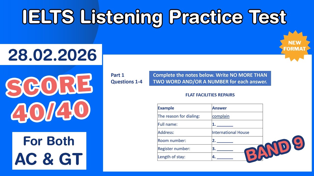IELTS Listening Practice Test 2026 With Answers 28.02.2026 - Test #249