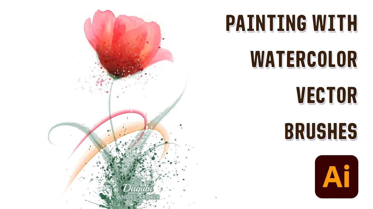 Digital Flowers Painting - How I Paint messy Watercolor Art with Vector Watercolor Brushes