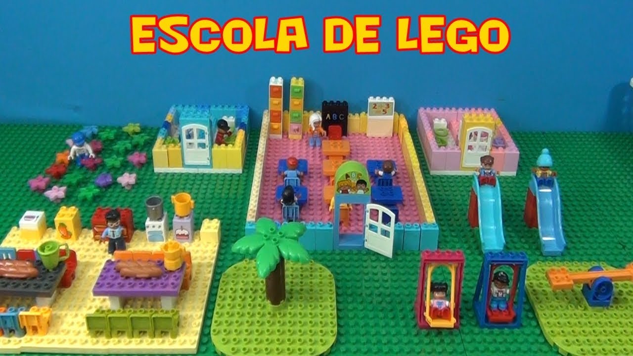 Escola de lego com sala de aula, refeitório, banheiros, jardim e parque! #legoschool #tiacris