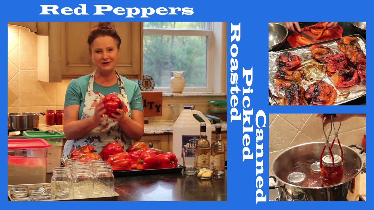 Easy Roasted Pickled Canned Red Peppers I Tips on how to prepare peppers and water bath process