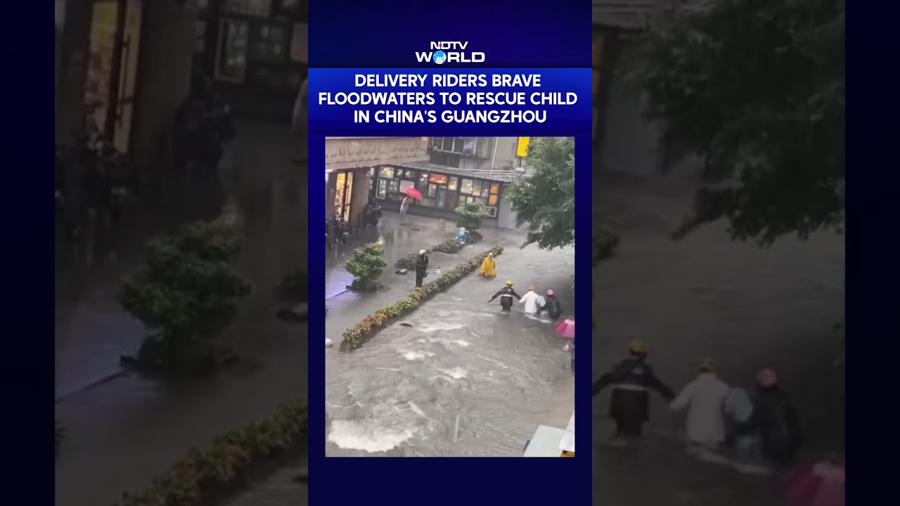 China Floods | Viral Video Shows Delivery Riders Heroically Rescue Child in China Floods
