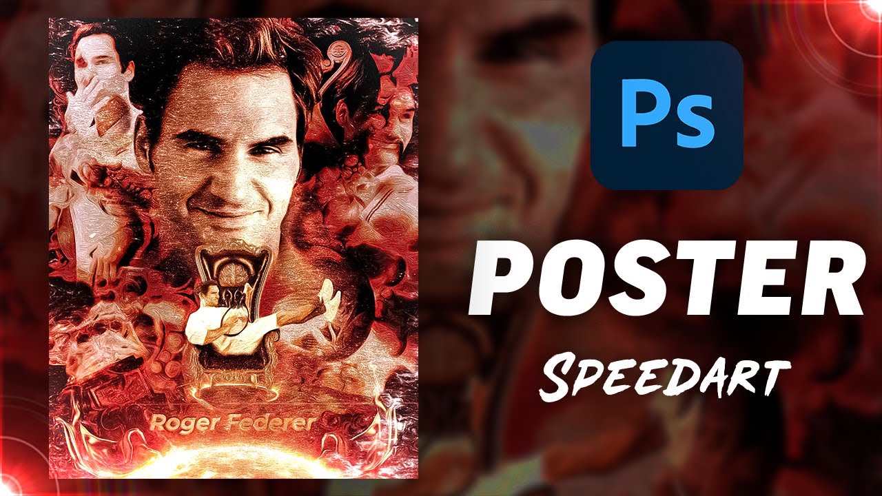 Speed Art: Tennis Poster Design - Roger Federer(Photoshop 2022) V.1