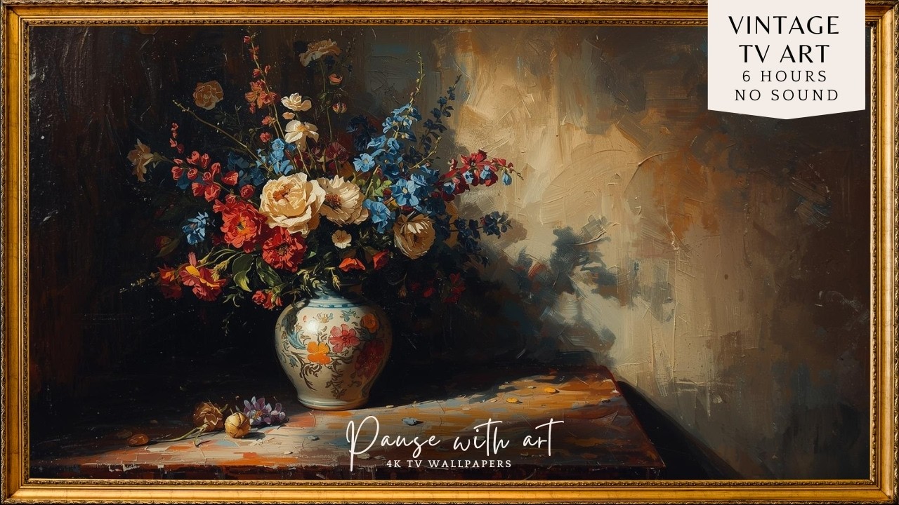 Vibrant Delicate Spring Flowers Still Life Frame TV Art | Vintage Floral Oil Painting for TV Art