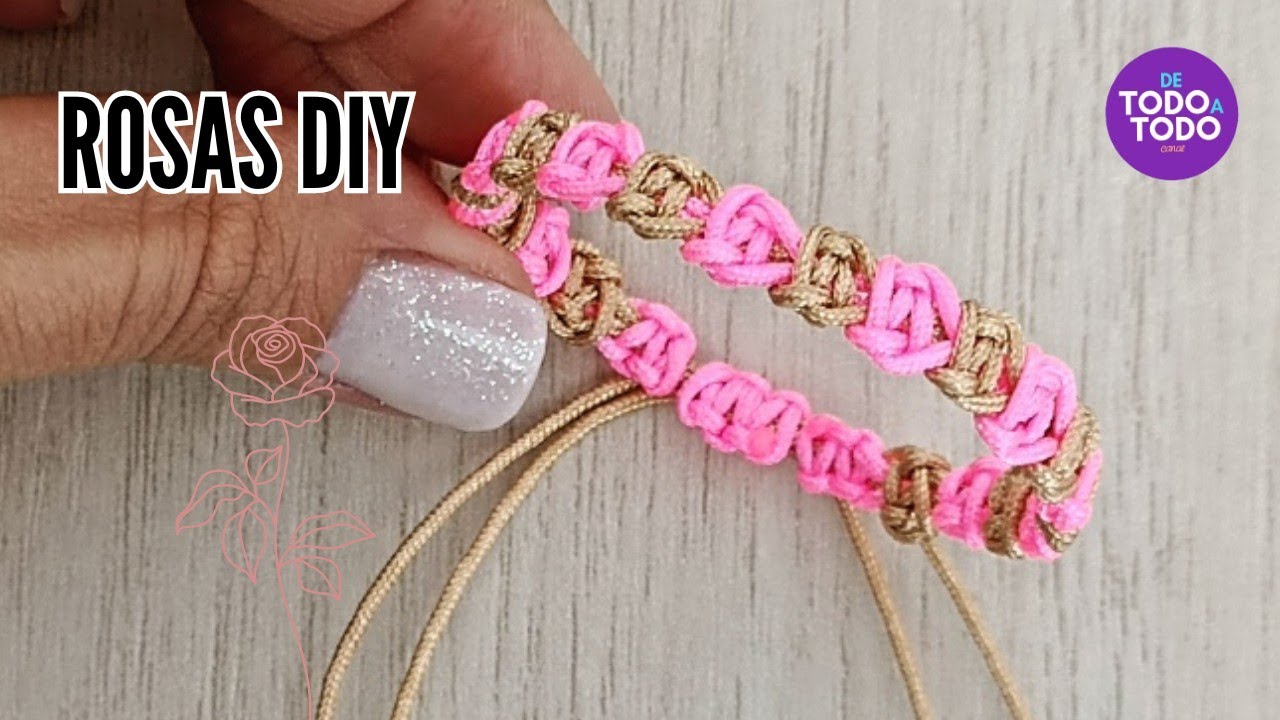 🌷Pulsera de ROSAS / FRIENDSHIP bracelets ROSES. #macrame #rosas #pulserasdehilo @De todo a todo CANAL