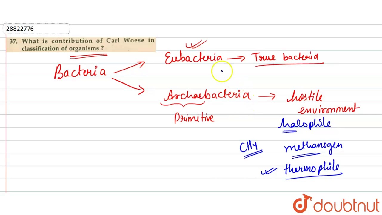 Whay is contribution of Carl Woese in classification of organisms ?