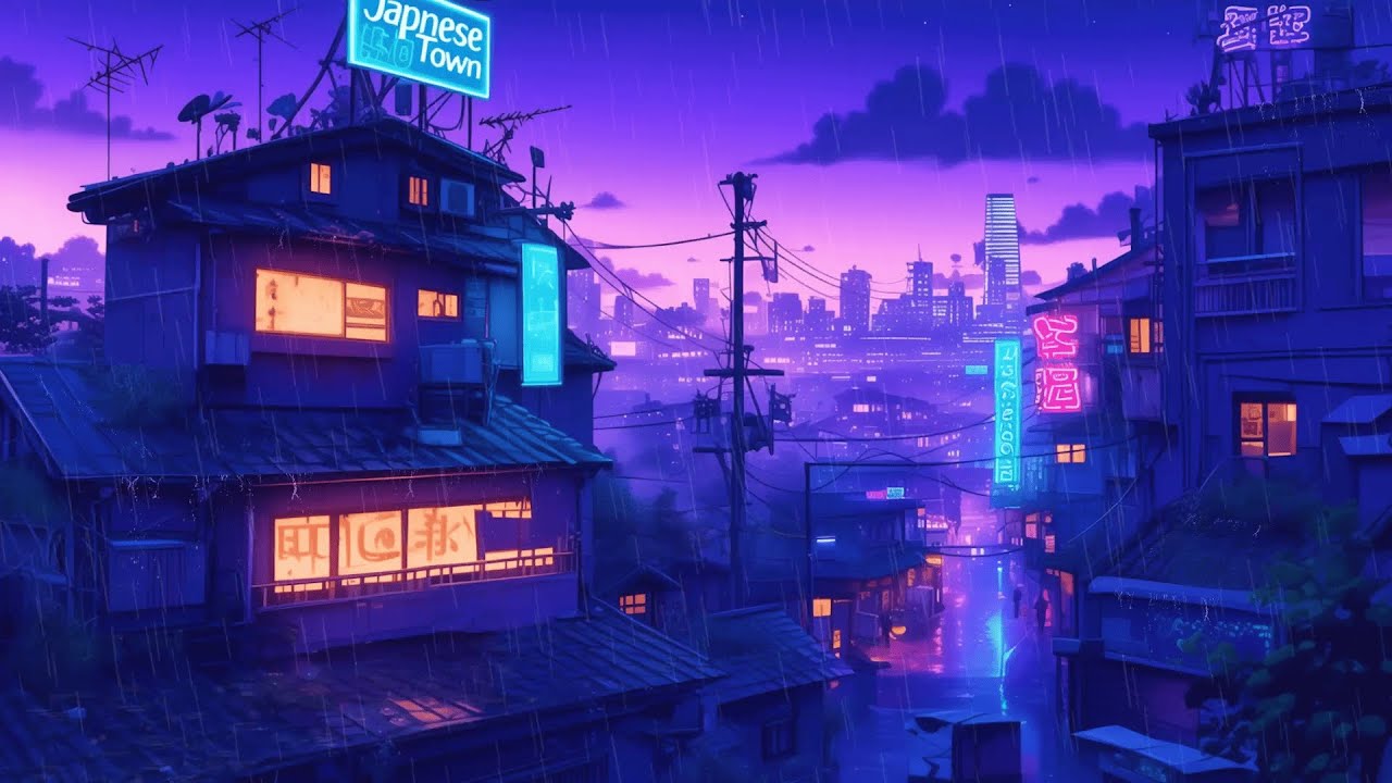 🌙 Late Night Focus Music | 🎧 Lofi Hip Hop for Study & Sleep | 🌧️ Rain Ambience | The Japanese Town