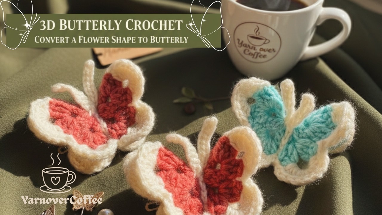 Flower to Butterfly! 🦋✨ Easy 3D Crochet Hack 🌸🧶 | പൂവിൽ നിന്ന് പൂമ്പാറ്റയിലേക്ക്!
