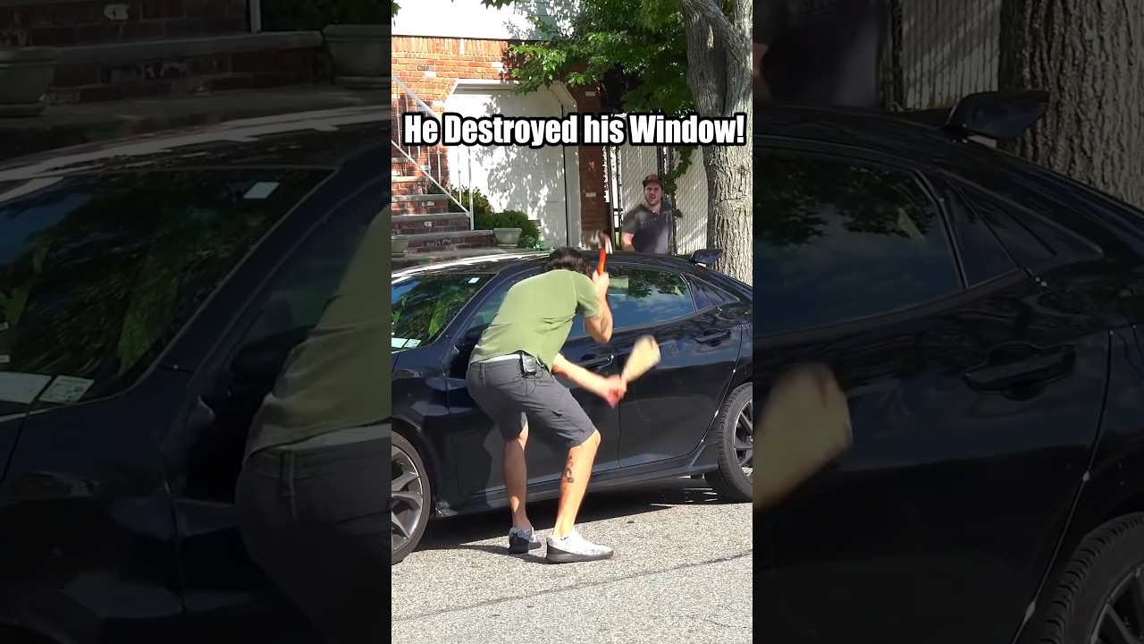 Розыгрыш с разбитием окон в машине 😂 #JoeySalads #Pranks #Funny