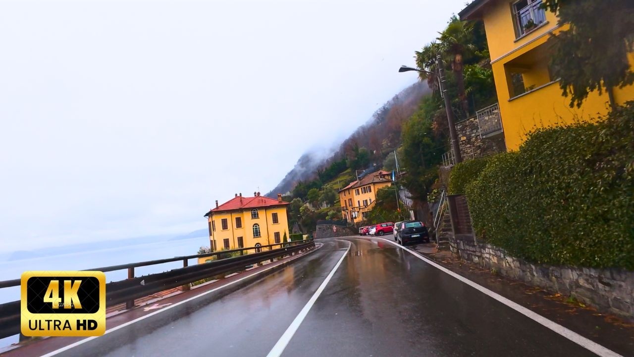 Moody Italy: Driving Along Lake Como in the Rain (4K HDR)