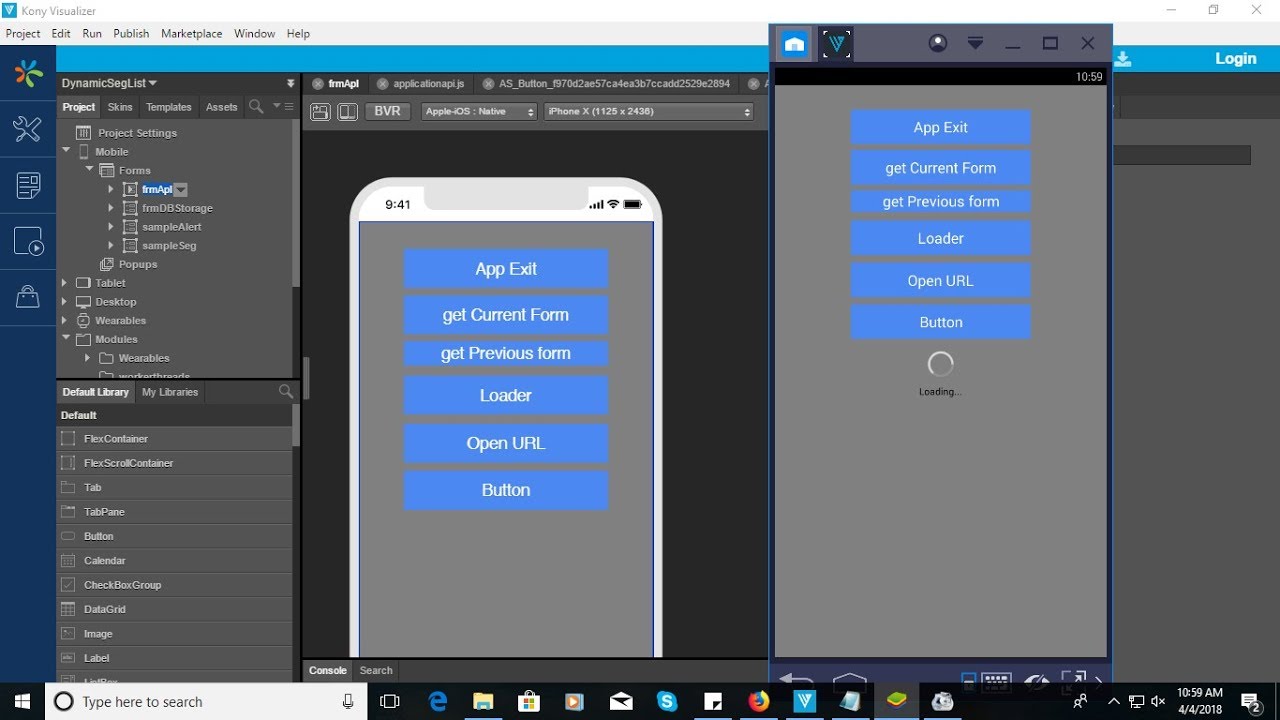 Kony Application Api Functionality for Control an App