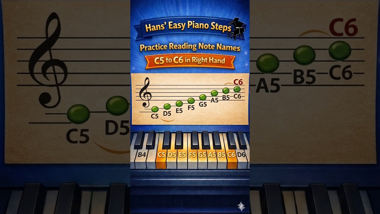 Practice Reading Note Names C5 to C6 in Right Hand #music #piano #notereading #notenames #righthand