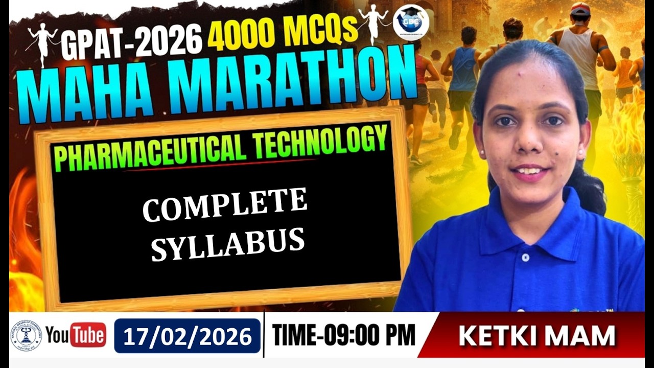 GPAT-2026 | 4000 MCQs MAHA MARATHON | CLASS-53 | Pharmaceutical Technology- Complete Syllabus
