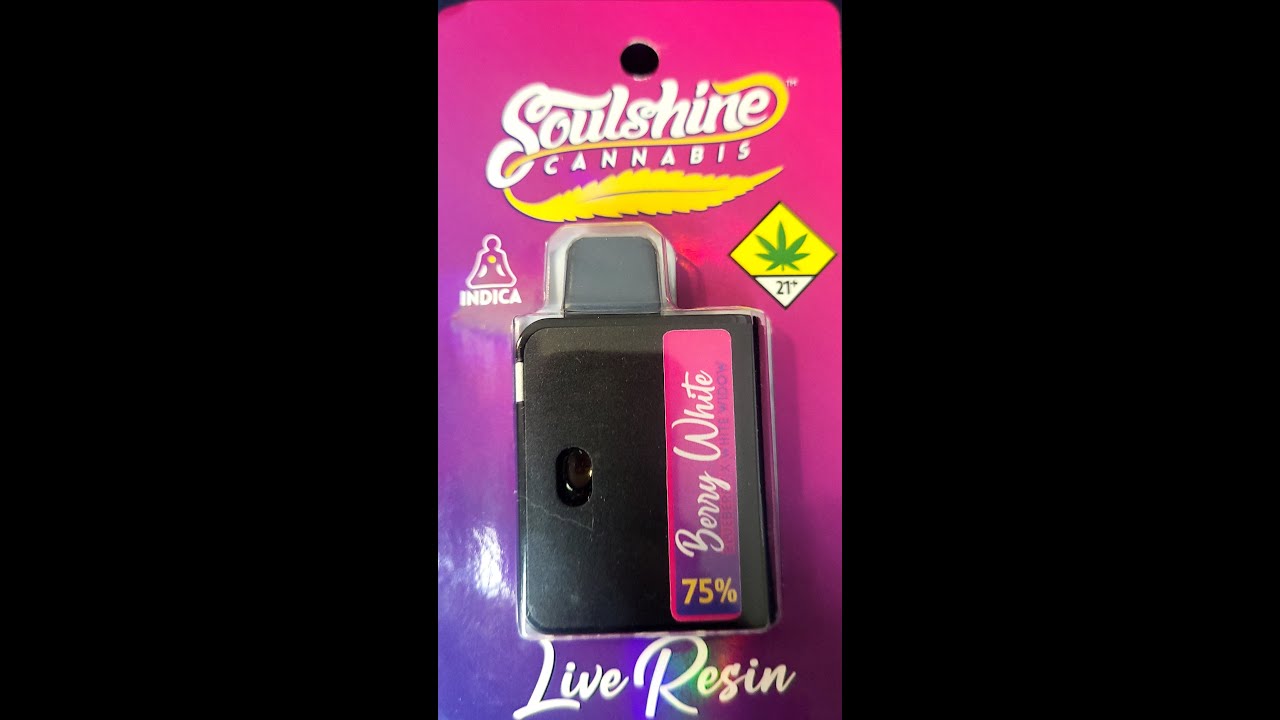 SoulShine Cannabis - Berry White (Indica) 75.7% Blueberry + White Widow THCA 33.9% Disposable