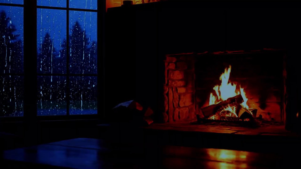 Rain Sounds, Fireplace Ambience & Peaceful Music