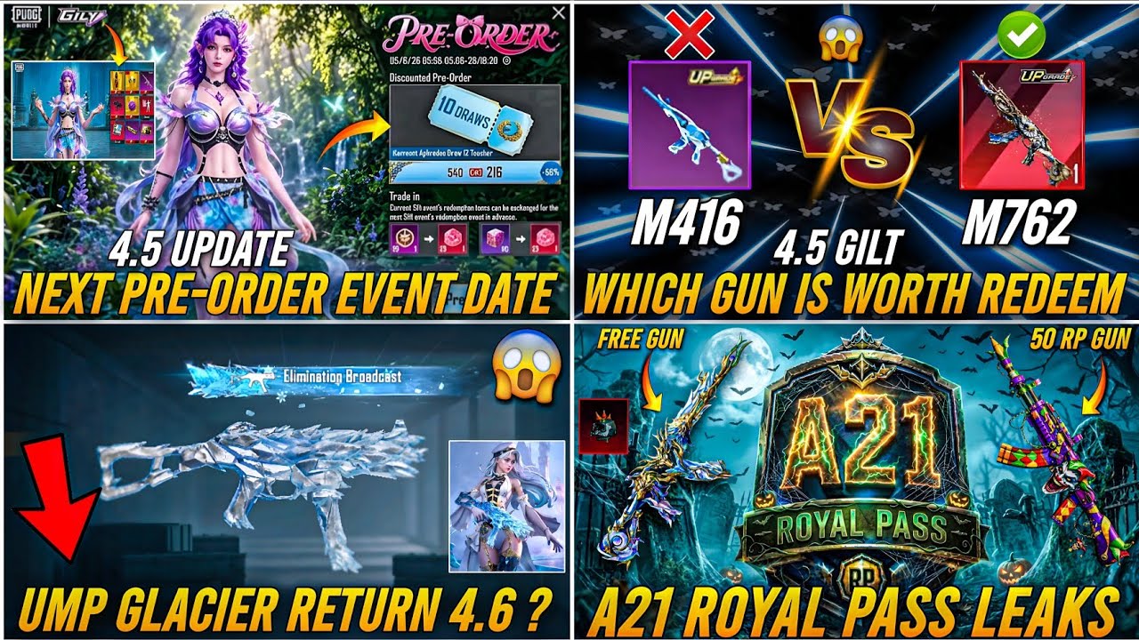 🔴 NEXT ULTIMATE SET 4.5 🔥😱 NEW M762 vs TIDAL M416 🤯 UMP GLACIER RETURN 😍 A21 ROYAL PASS LEAKS ✅