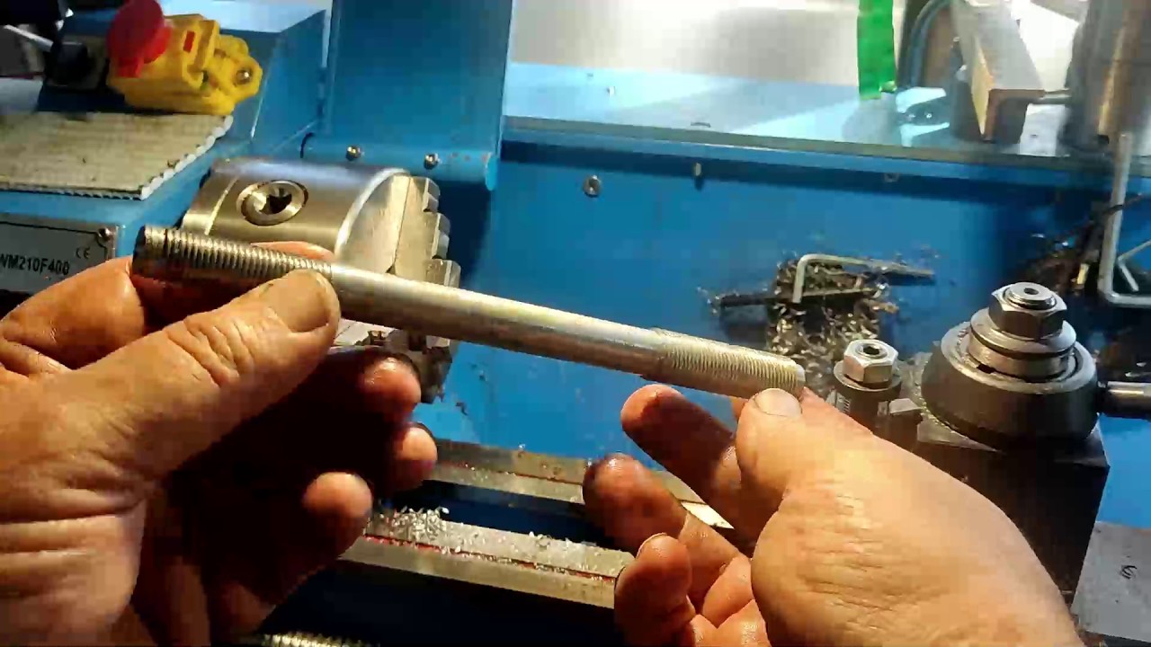 Стальная шпилька М14х1,5 на М16х1,5 на токарном WM210F400.