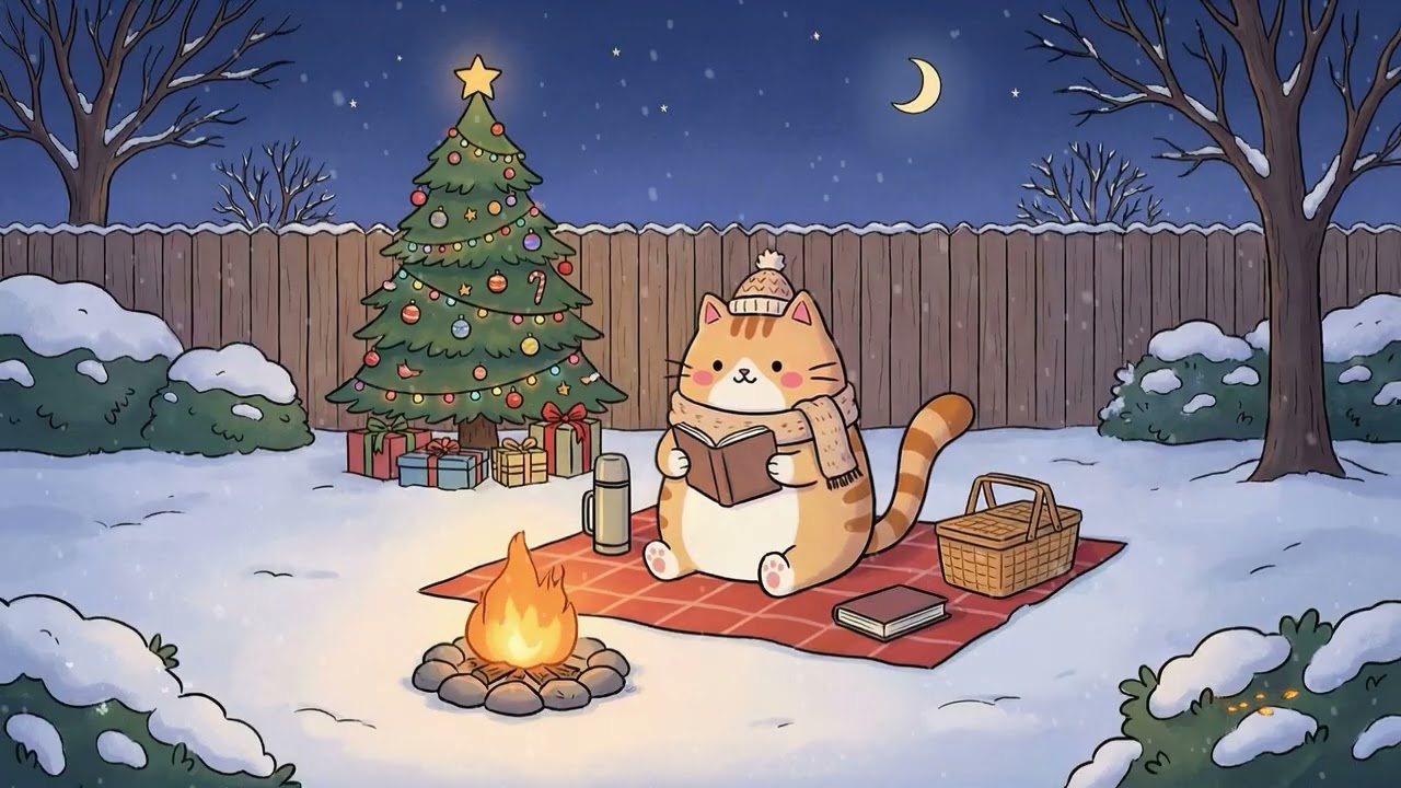 Cat's Snowy Night Coffee 💖 Chill Lofi Beats for Study, Focus ❄️ Chill Lofi Beats for Study