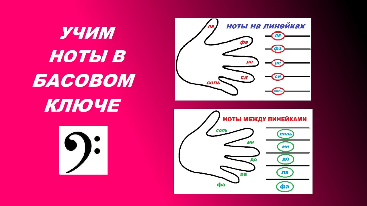 НОТЫ В БАСОВОМ КЛЮЧЕ: как быстро выучить? СУПЕР-способ! Вам поможет... ЛАДОШКА!
