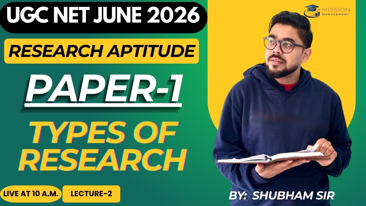 UGC NET June 2026 Paper 1 | Types of Research-2 I Lecture 3 | Full Course in Hindi I By Shubham