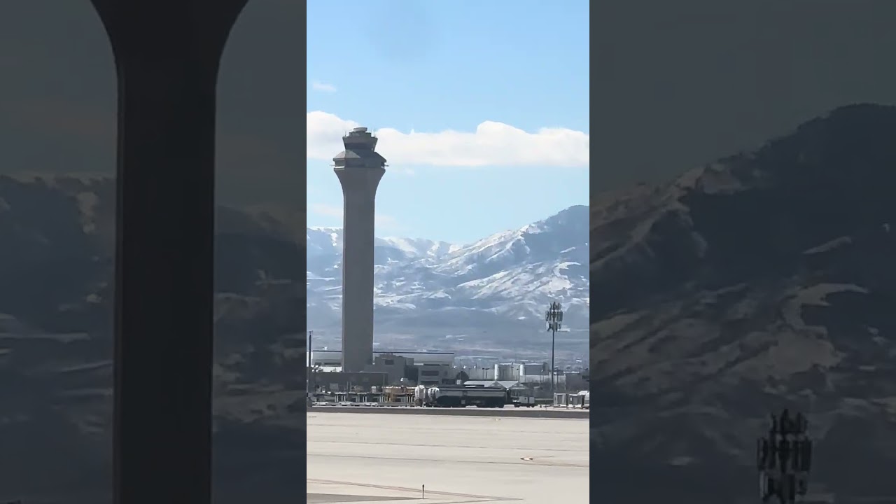 Taking off in airplane from Salt Lake City airport 