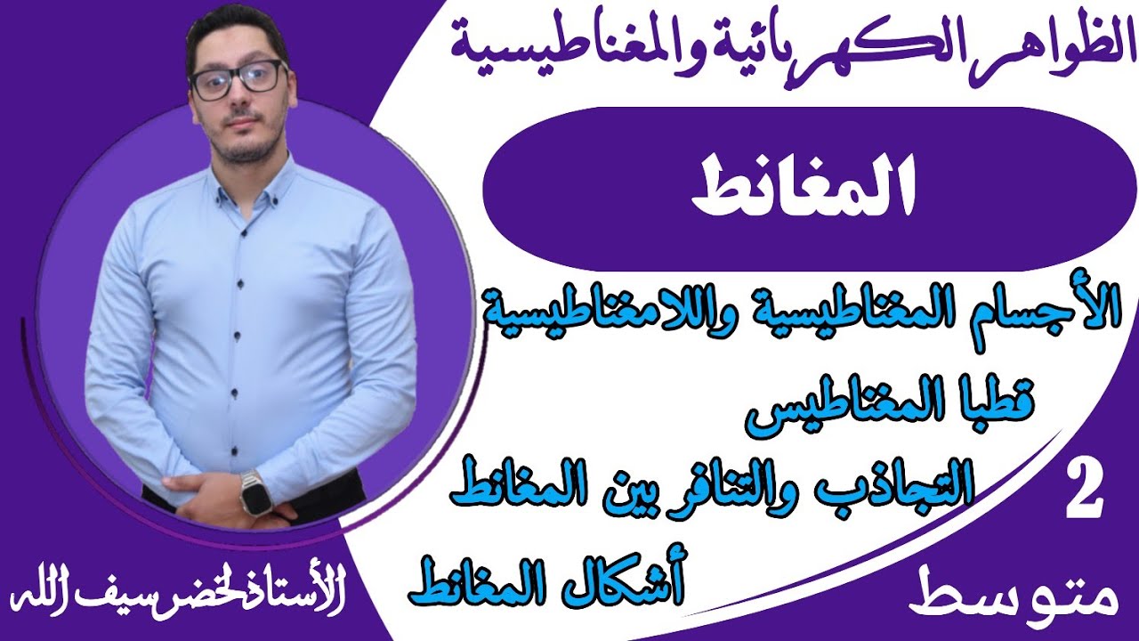 المغانط - قطبا المغناطيس - التجاذب والتنافر - أشكال المغانط | السنة الثانية متوسط