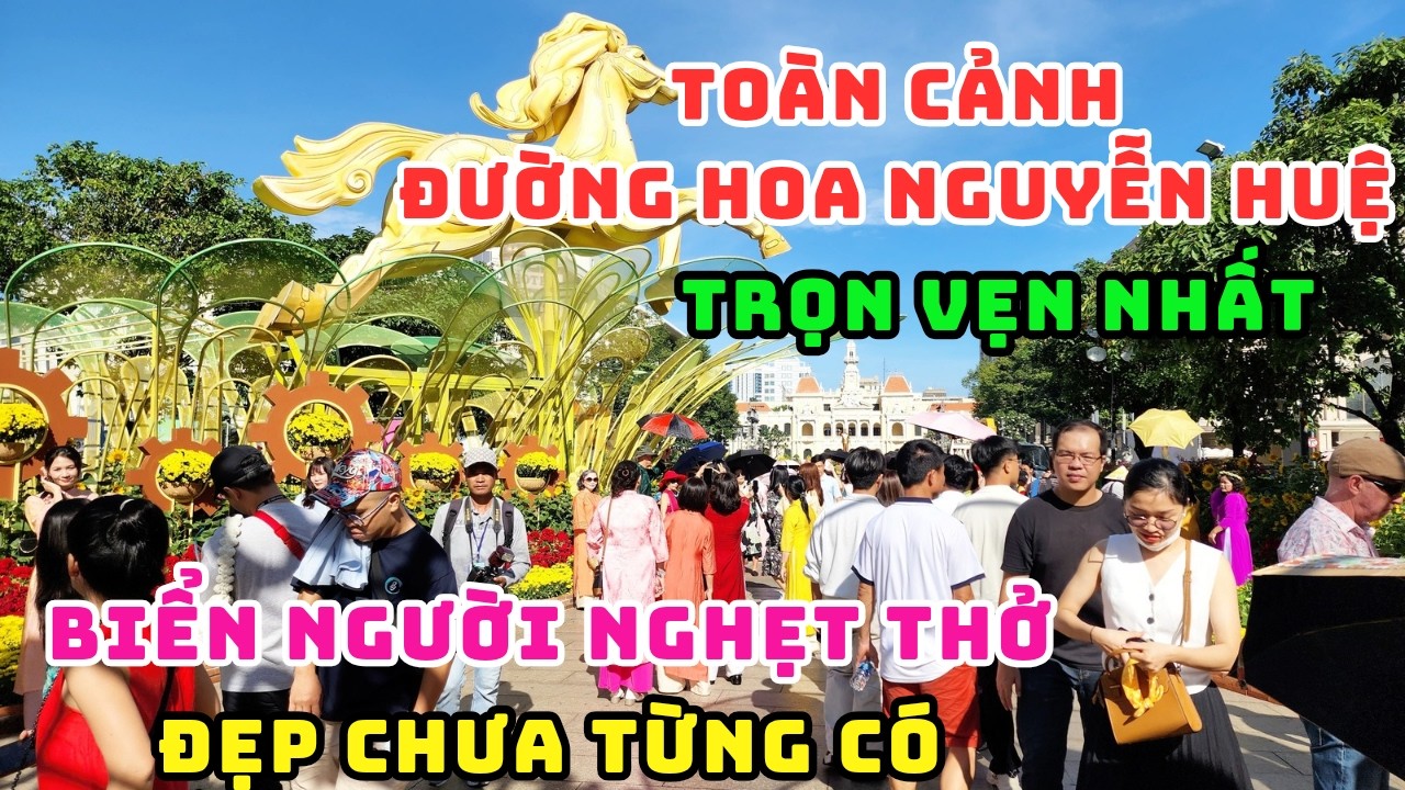 TRỰC TIẾP! SÁNG 29 TẾT ĐƯỜNG HOA NGUYỄN HUỆ ĐÔNG NGHẸT THỞ, BIỂN NGƯỜI XÚNG XÍNH ÁO DÀI DU XUÂN SỚM